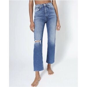 RE/DONE Jeans Ultra High Rise Stove Pipe in Vintage Indigo Destroy